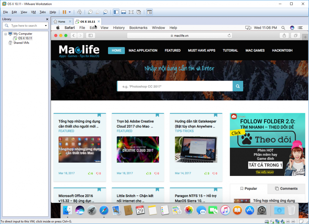 Hướng dẫn chi tiết cài đặt macOS Sierra lên PC hoặc Laptop dùng VMware Workstation