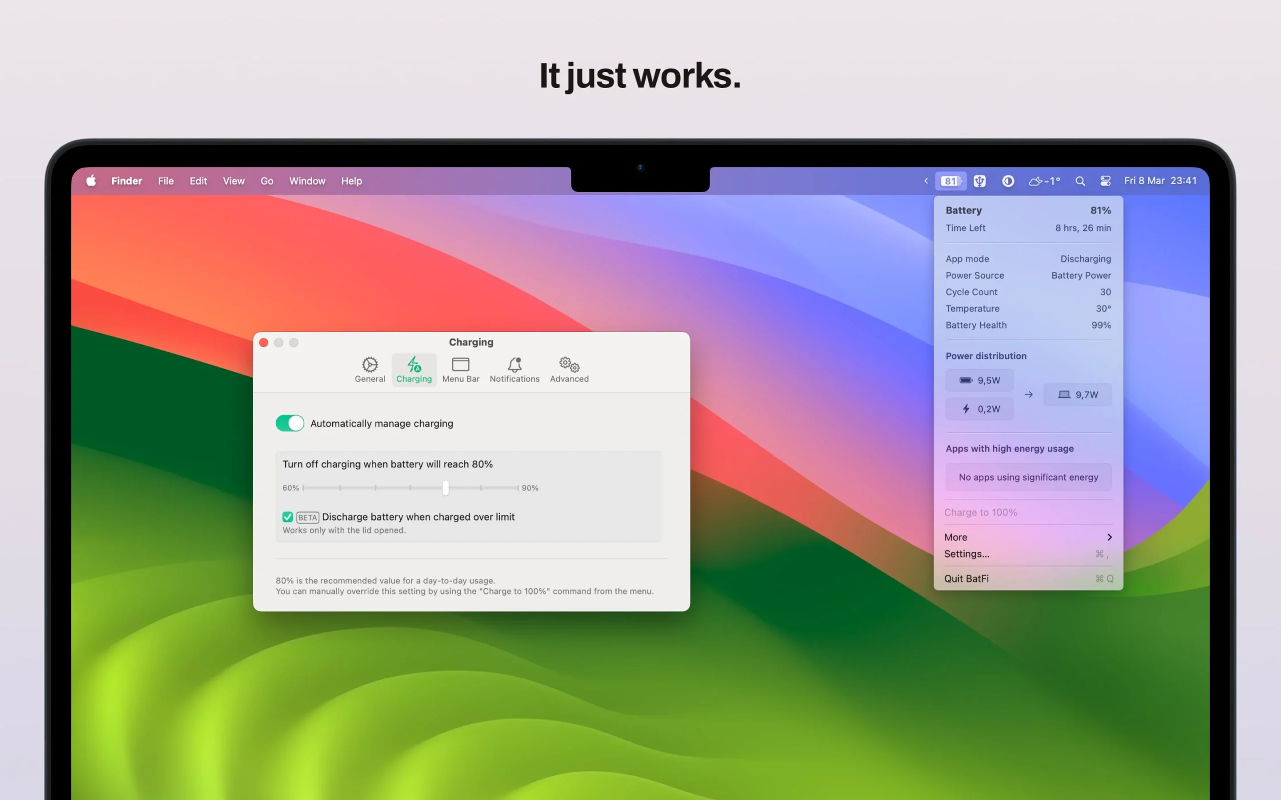 BatFi – Thêm một công cụ quản lý Pin trên Mac