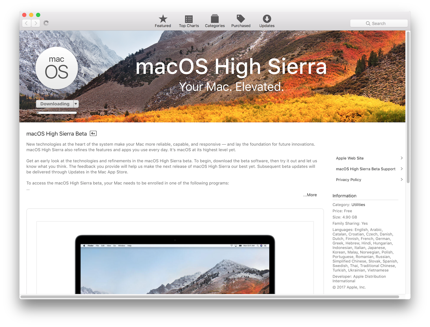Cách download macOS High Sierra 10.13 trực tiếp từ AppStore