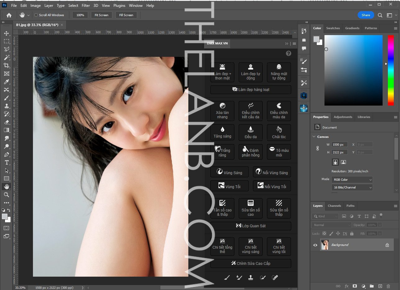 Plugin DMX Retouch cho photshop Ảnh Chân Dung Tiếng Việt
