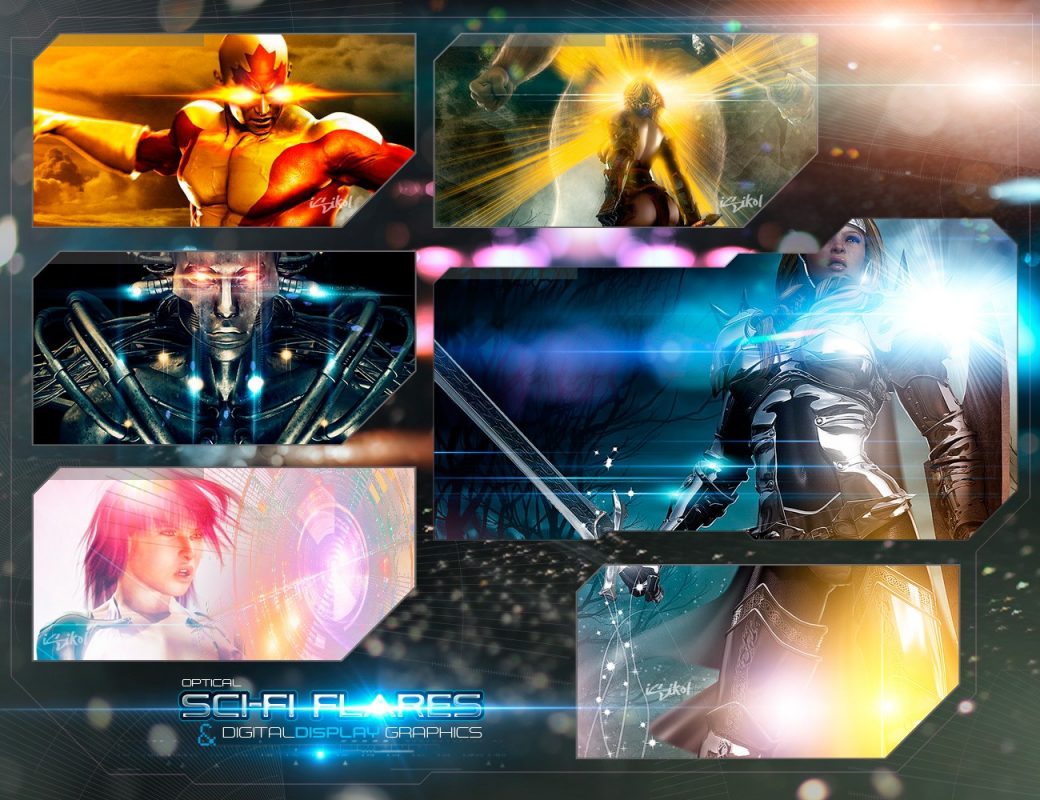 450 Rons Sci-Fi Optical-flares Brushes for Photoshop – 450 Brushes ánh sáng viễn tưởng dành cho Photoshop