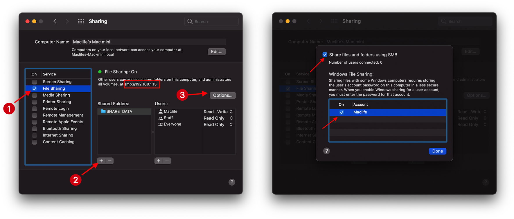 Chia sẻ thư mục dùng chung giữa Mac và Windows