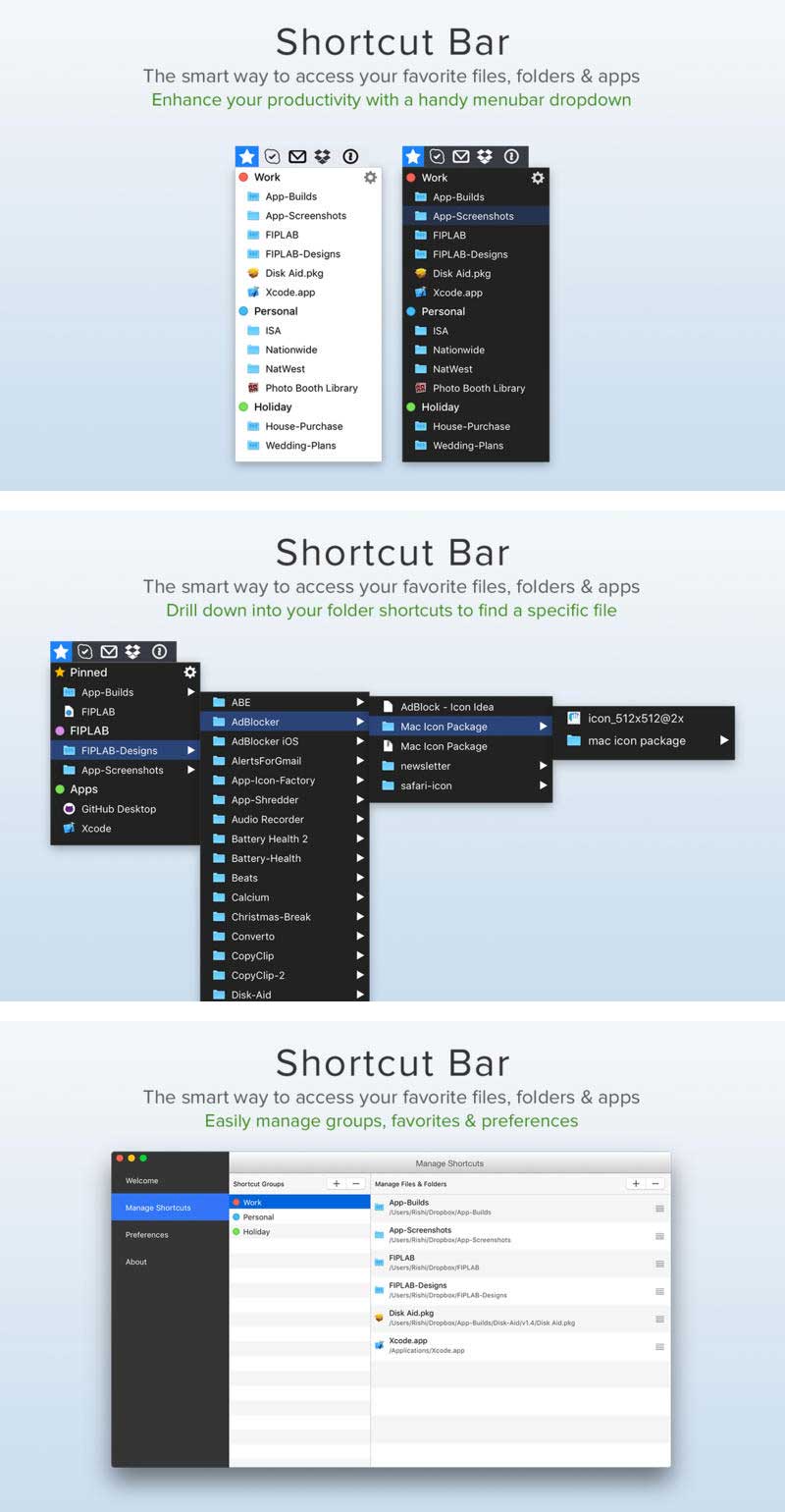 shortcut_bar_mac Shortcut Bar – Truy cập nhanh các ứng dụng trên Mac