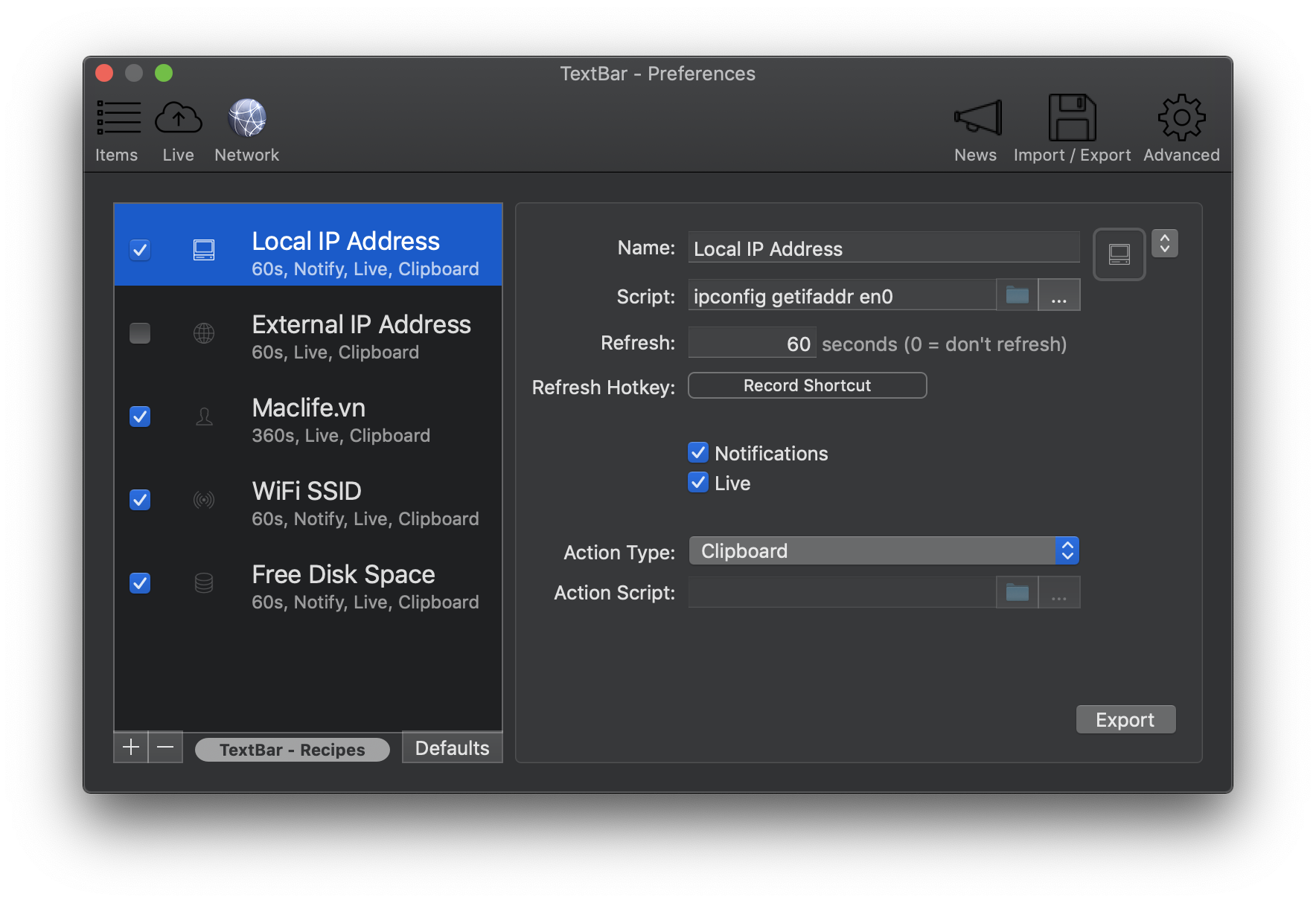 TextBar – Tiện ích nhỏ giúp thêm text trên thanh Menu bar