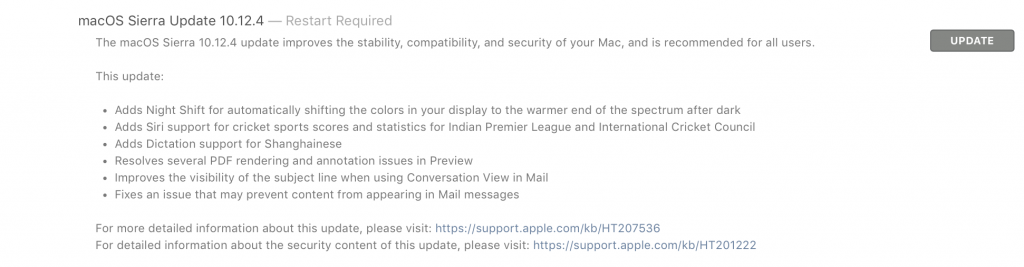 Bộ cài đặt macOS 10.12.6 bản chính thức