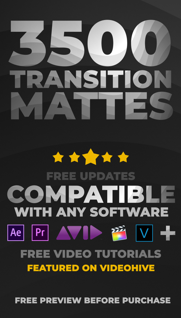 Ultimate Transition Mattes Pack V8 trên Videohive – 3500 hiệu ứng chuyển cảnh cho Premiere Pro, After Effect