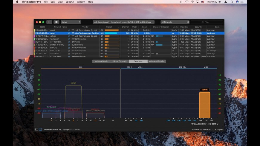 WiFi Explorer Pro – Tất tần tật công cụ về Wifi