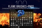 100 Photoshop Flame Brushes + PNGs – 100 file PNG lửa + Brush
